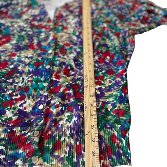 Calvin Klein Womens Sweater L  Multicolored Knitted 3/4 Sleeves Cardigan Button - Picture 9 of 10